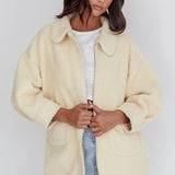 Peace & Serene Collared Sherpa Jacket Yellow