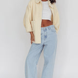 Peace & Serene Collared Sherpa Jacket Yellow