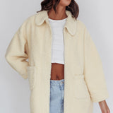 Peace & Serene Collared Sherpa Jacket Yellow