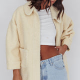 Peace & Serene Collared Sherpa Jacket Yellow