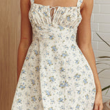 Lori Tied Bust Mini Dress Floral Blue