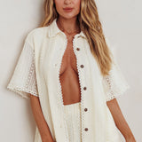 Ottawa Crochet Lace Button Shirt Oat