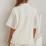 Ottawa Crochet Lace Button Shirt Oat
