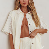 Ottawa Crochet Lace Button Shirt Oat