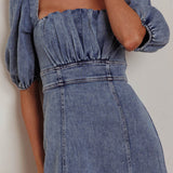 Sibille Puff Sleeve Maxi Dress Denim Blue