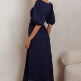Sibille Puff Sleeve Maxi Dress Denim Indigo