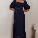 Sibille Puff Sleeve Maxi Dress Denim Indigo