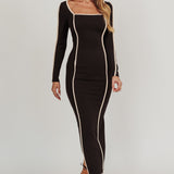 Moonglade Long Sleeve Bodycon Maxi Dress Black