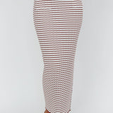 Solar Flare Knit Pocket Maxi Skirt Stripe Brown/Oat