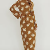 Orleans Star Print Knit Maxi Dress Olive