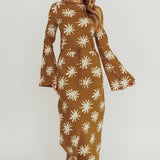 Orleans Star Print Knit Maxi Dress Olive