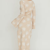 Orleans Star Print Knit Maxi Dress Sand