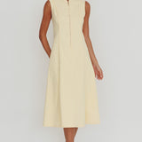 Passionate Flame Sleeveless A-line Midi Dress Beige