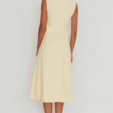 Passionate Flame Sleeveless A-line Midi Dress Beige