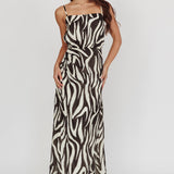 Pristine Zebra Print Maxi Dress Black