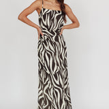 Pristine Zebra Print Maxi Dress Black