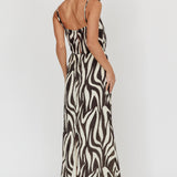 Pristine Zebra Print Maxi Dress Black