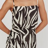 Pristine Zebra Print Maxi Dress Black