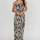 Pristine Zebra Print Maxi Dress Black