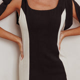 Kiss City Tied Shoulders Contrast Maxi Dress Black/Oat