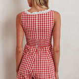 Loving Me Sleeveless Romper Gingham Red