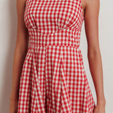 Loving Me Sleeveless Romper Gingham Red