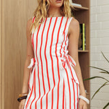 Loving Me Side Tie Mini Dress Stripe Watermelon