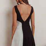 Loving Me Sleeveless A-line Mini Dress Black/Sand