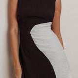 Loving Me Sleeveless A-line Mini Dress Black/Sand