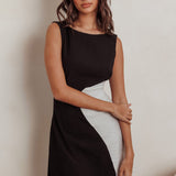 Loving Me Sleeveless A-line Mini Dress Black/Sand