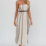 Azalea Sleeveless A-Line Midi Dress Sand
