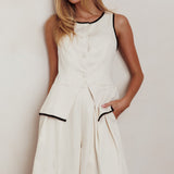 Janna Wide Leg Shorts Oat