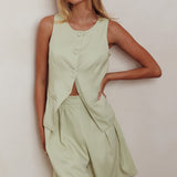 Janna Wide Leg Shorts Sage