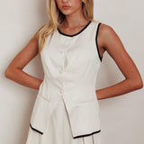 Janna Sleeveless Buttoned Top Oat