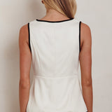 Janna Sleeveless Buttoned Top Oat