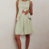 Janna Sleeveless Buttoned Top Sage