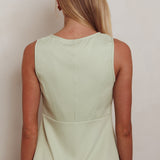 Janna Sleeveless Buttoned Top Sage