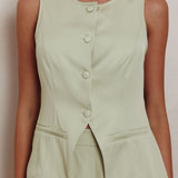 Janna Sleeveless Buttoned Top Sage