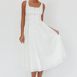 Leeli Zipper Front Midi Dress White