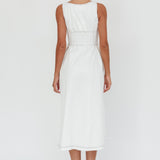Leeli Zipper Front Midi Dress White