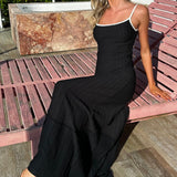 Interstellar Contrast Knit Maxi Dress Black