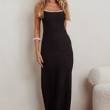 Interstellar Contrast Knit Maxi Dress Black