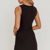 Celina Buttoned Knit Mini Dress Black