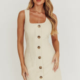 Celina Buttoned Knit Mini Dress Oat
