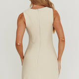 Celina Buttoned Knit Mini Dress Oat