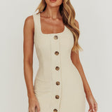 Celina Buttoned Knit Mini Dress Oat