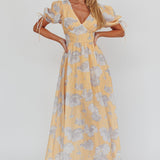 Loveberry Puff Sleeve A-Line Maxi Dress Pumpkin