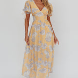 Loveberry Puff Sleeve A-Line Maxi Dress Pumpkin