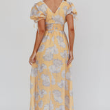 Loveberry Puff Sleeve A-Line Maxi Dress Pumpkin