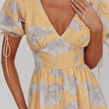 Loveberry Puff Sleeve A-Line Maxi Dress Pumpkin